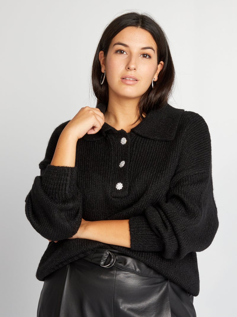 Pullover a maglia spessa nero - Kiabi
