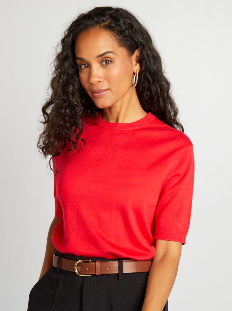 Pullover a maniche corte rosso - Kiabi