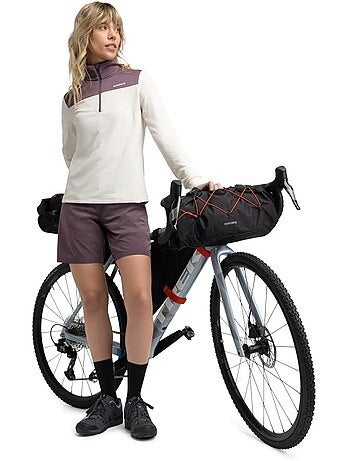Pullover a mezza zip da bikepacking da donna ciclismo donna soulful sand