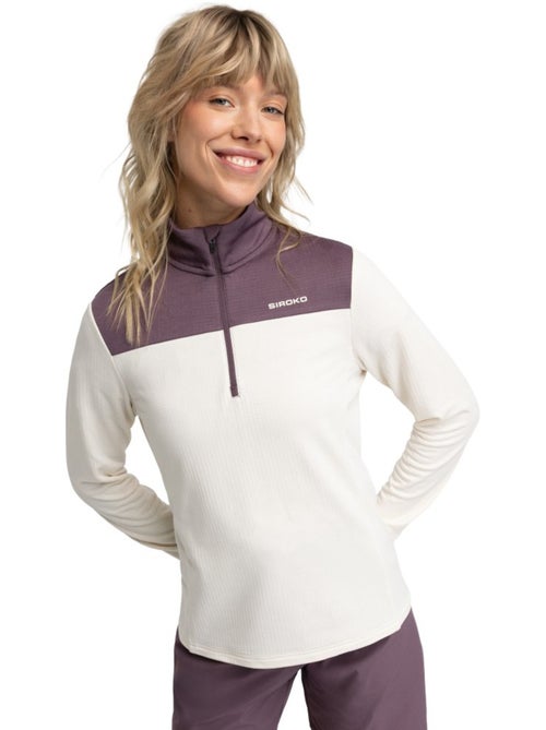 Pullover a mezza zip da bikepacking da donna ciclismo donna soulful sand - Kiabi
