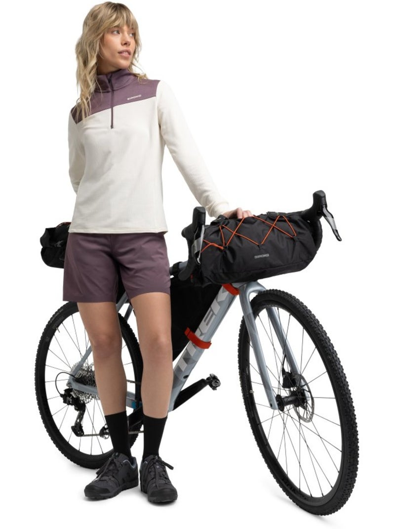 Pullover a mezza zip da bikepacking da donna ciclismo donna soulful sand Beige - Kiabi