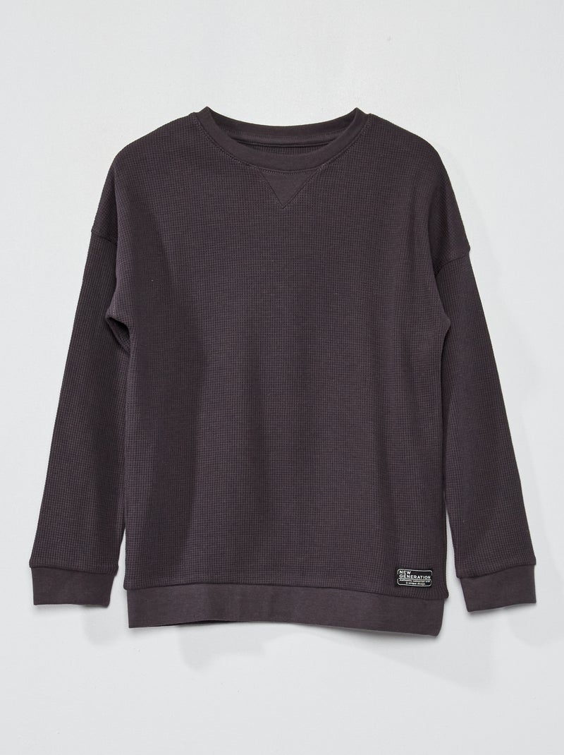 Pullover a nido d'ape NERO - Kiabi