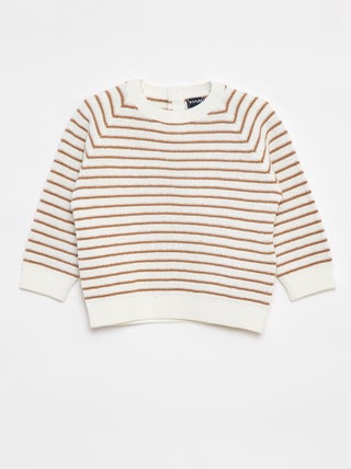 Pullover a righe con apertura con bottoni dietro