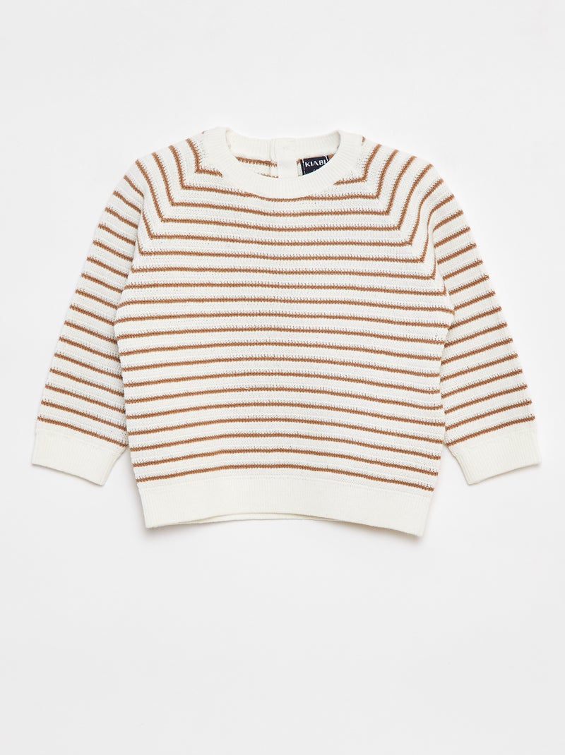 Pullover a righe con apertura con bottoni dietro Bianco - Kiabi