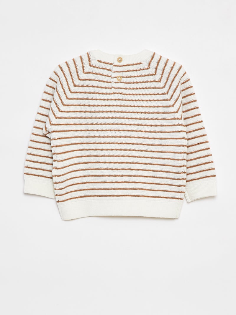 Pullover a righe con apertura con bottoni dietro Bianco - Kiabi