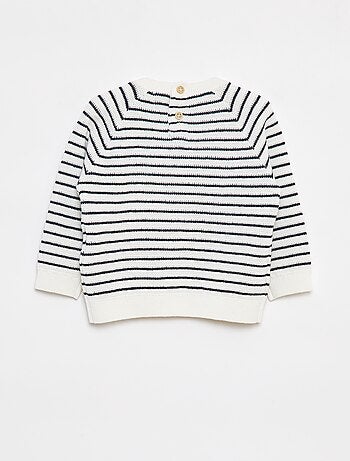 Pullover a righe con apertura con bottoni dietro