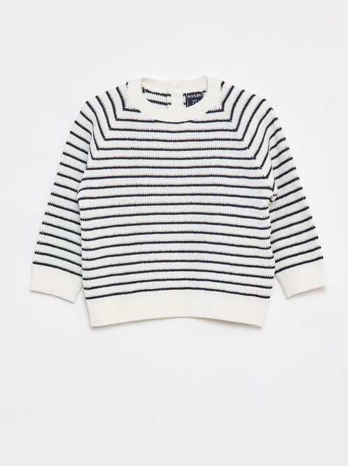 Pullover a righe con apertura con bottoni dietro - Kiabi