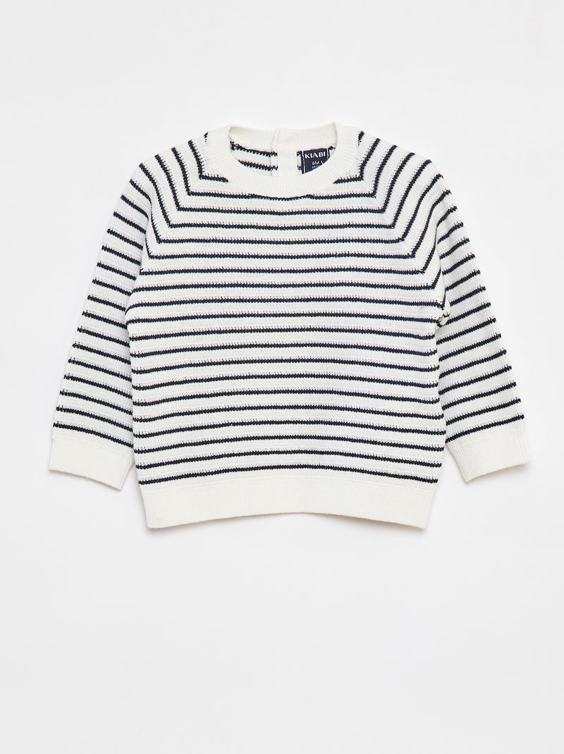 Pullover a righe con apertura con bottoni dietro Blu - Kiabi