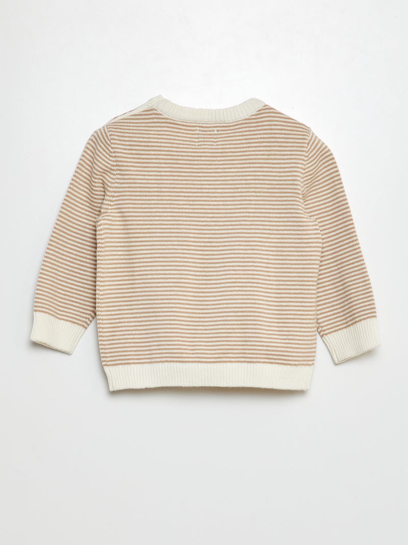 Pullover a righe con scollo tondo BEIGE - Kiabi