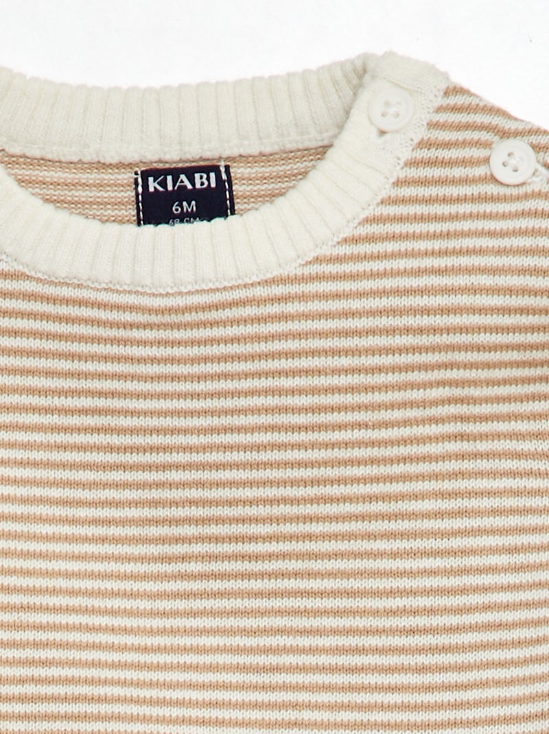 Pullover a righe con scollo tondo BEIGE - Kiabi