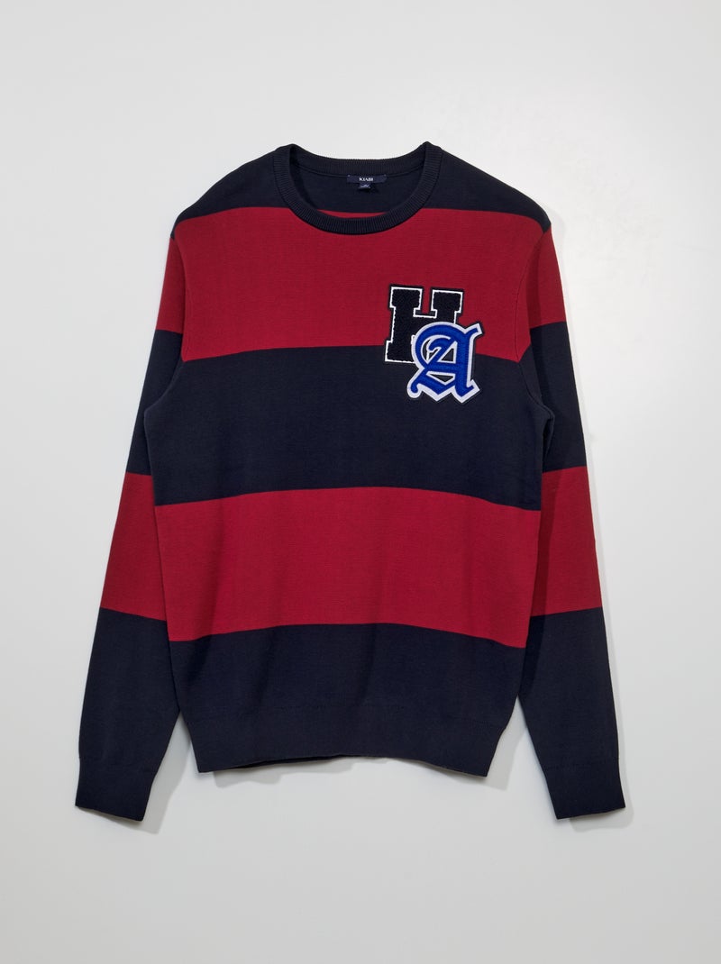 Pullover a righe con stemma sul petto BLU - Kiabi