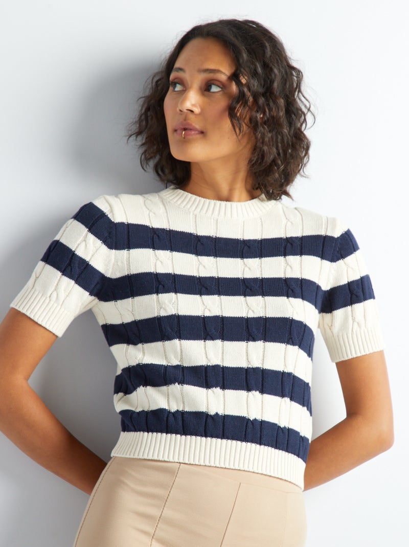 Pullover a righe cropped BLU - Kiabi