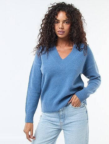 Pullover a V tinta unita