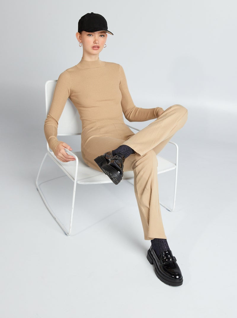 Pullover aderente con apertura dietro BEIGE - Kiabi