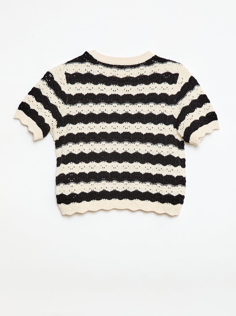 Pullover all'uncinetto a maniche corte Nero - Kiabi