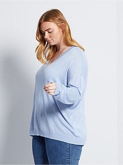Taglie forti donna - Pullover basic maglina - Kiabi