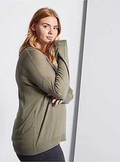 Taglie forti donna - Pullover basic maglina - Kiabi