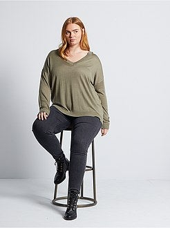 Taglie forti donna - Pullover basic maglina - Kiabi