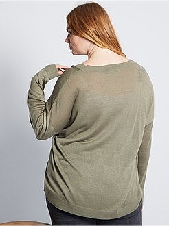 Taglie forti donna - Pullover basic maglina - Kiabi
