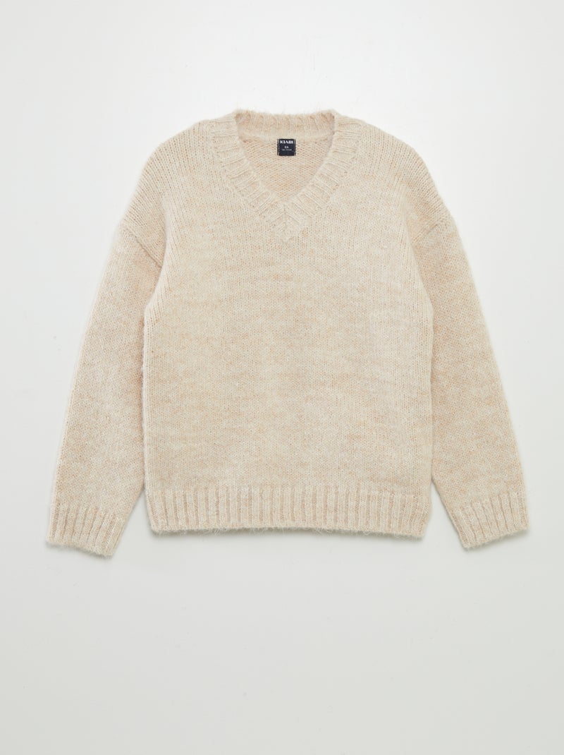 Pullover caldo scollo a V BEIGE - Kiabi