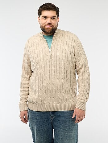 Pullover camionista con zip e trecce