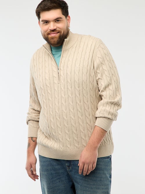 Pullover camionista con zip e trecce - Kiabi