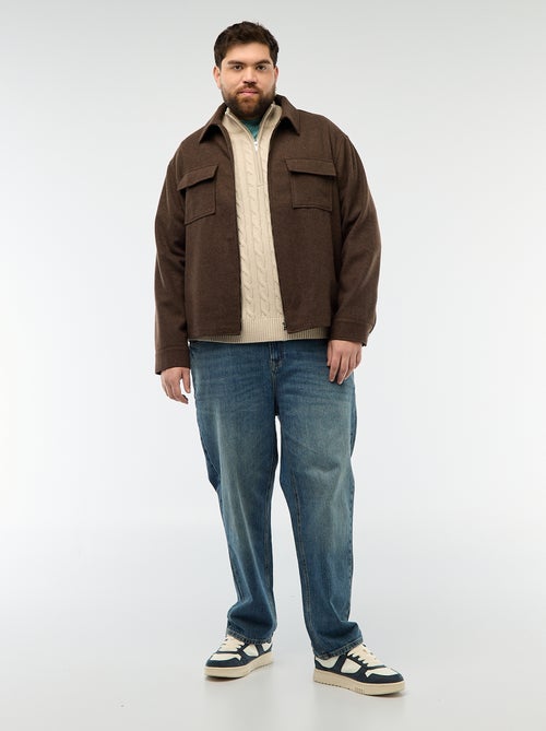 Pullover camionista con zip e trecce - Kiabi