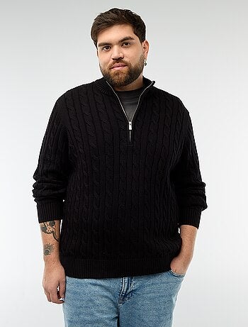 Pullover camionista con zip e trecce