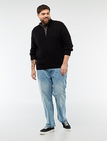 Pullover camionista con zip e trecce