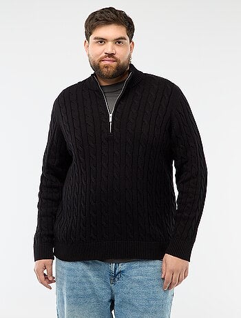 Pullover camionista con zip e trecce