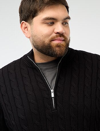 Pullover camionista con zip e trecce