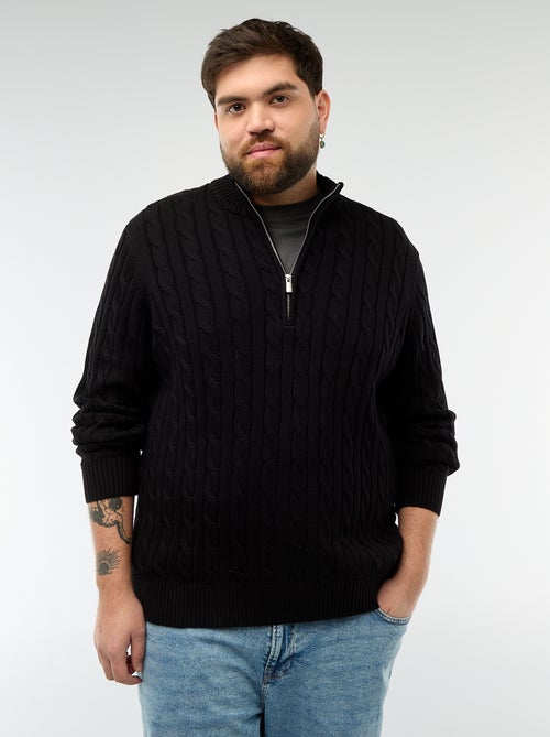 Pullover camionista con zip e trecce - Kiabi