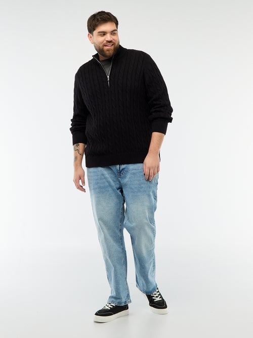 Pullover camionista con zip e trecce - Kiabi