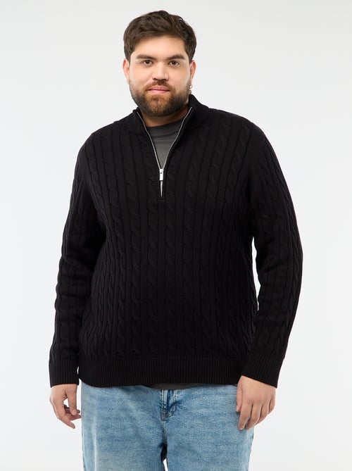 Pullover camionista con zip e trecce - Kiabi