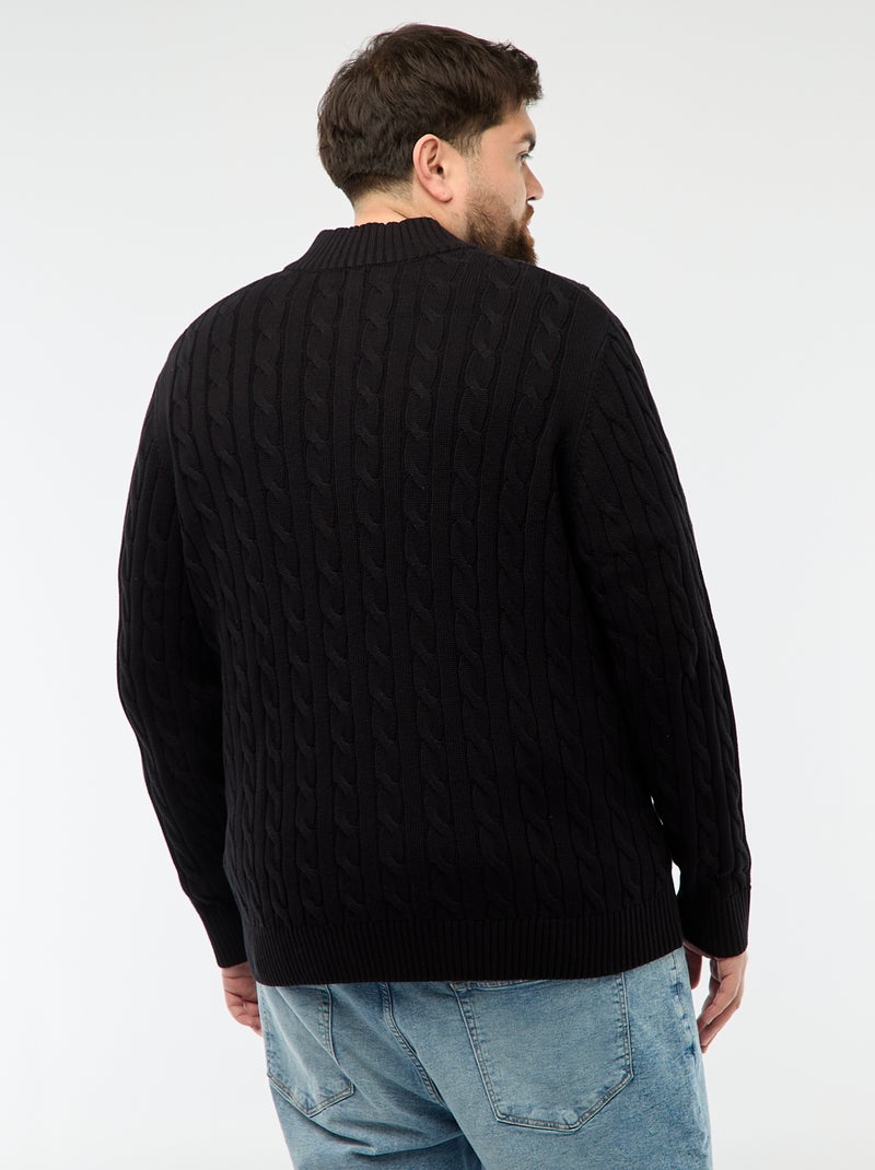 Pullover camionista con zip e trecce Nero - Kiabi