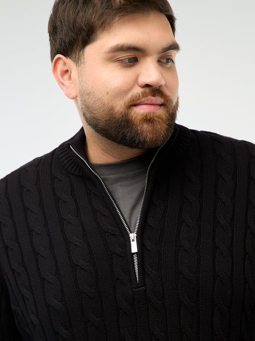 Pullover camionista con zip e trecce - Kiabi