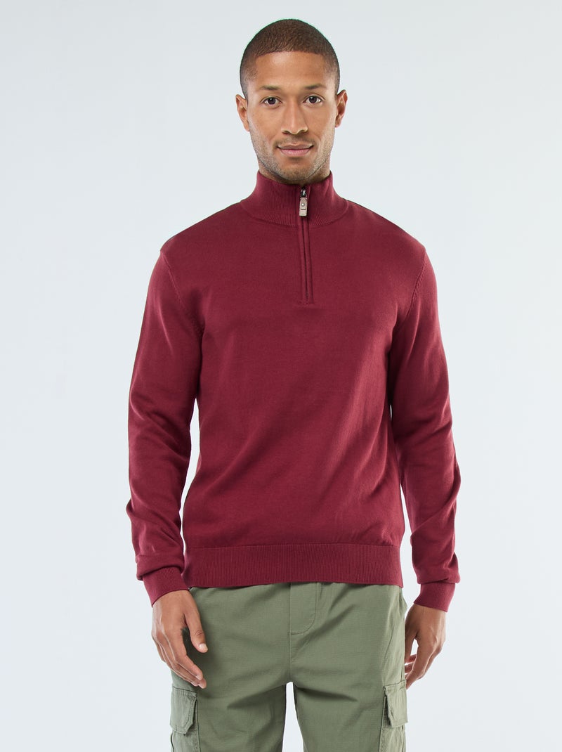 Pullover collo a camionista in maglia Rosso - Kiabi