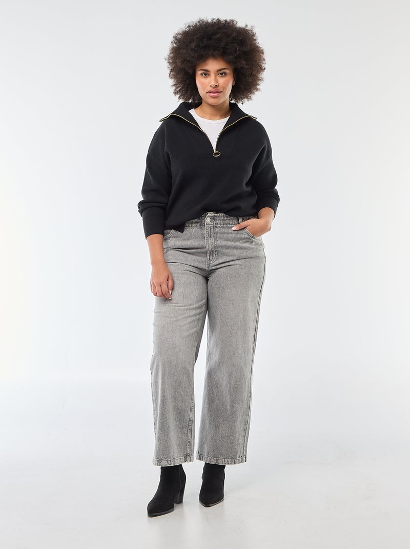 Pullover collo a lupetto con zip Nero - Kiabi