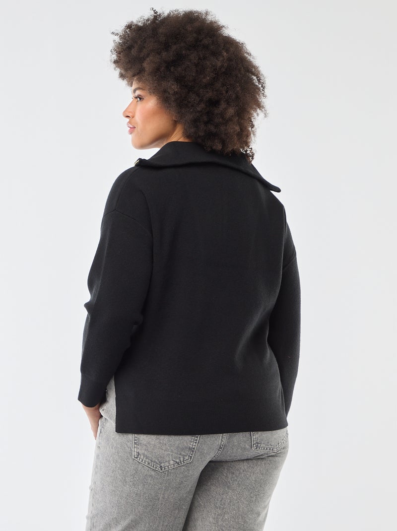 Pullover collo a lupetto con zip Nero - Kiabi