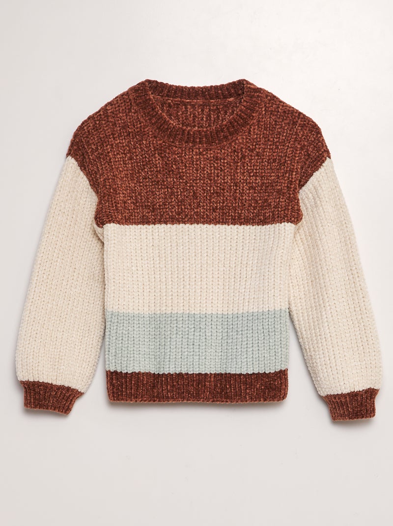 Pullover color block lavorato a maglia BEIGE - Kiabi