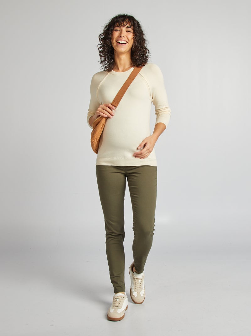 Pullover con apertura con zip da allattamento apertura con zip beige - Kiabi