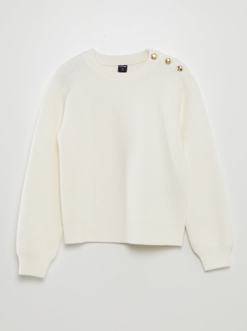 Pullover con bottoni alla marinara BIANCO - Kiabi