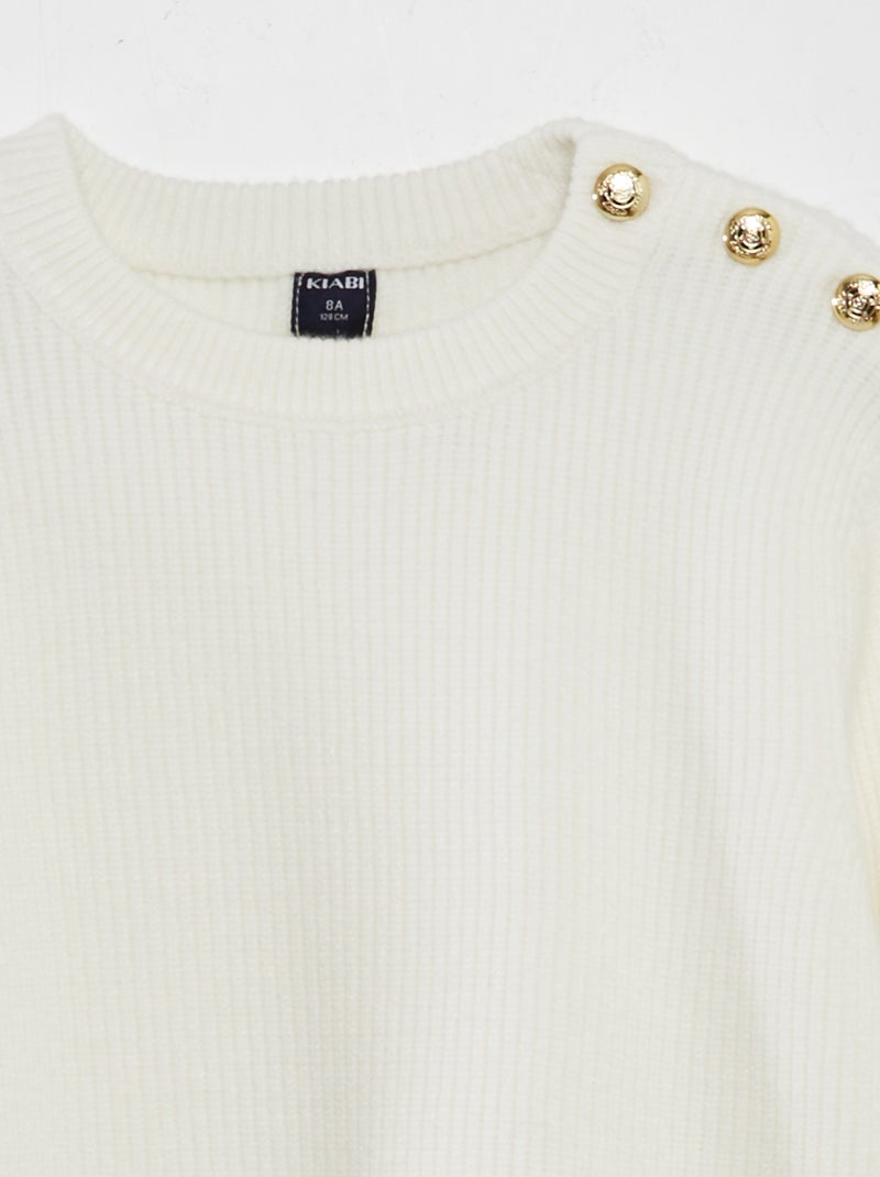 Pullover con bottoni alla marinara BIANCO - Kiabi