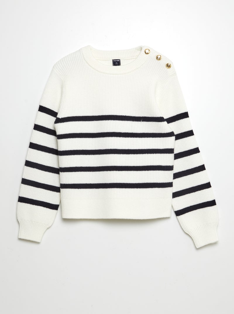 Pullover con bottoni alla marinara BIANCO - Kiabi