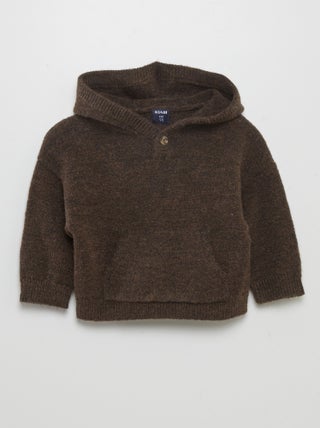 Pullover con cappuccio in misto lana