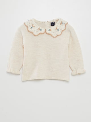 Pullover con colletto claudine