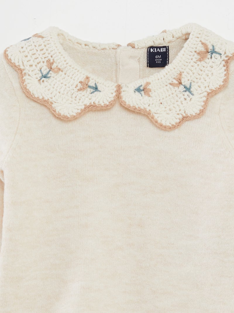 Pullover con colletto claudine BEIGE - Kiabi