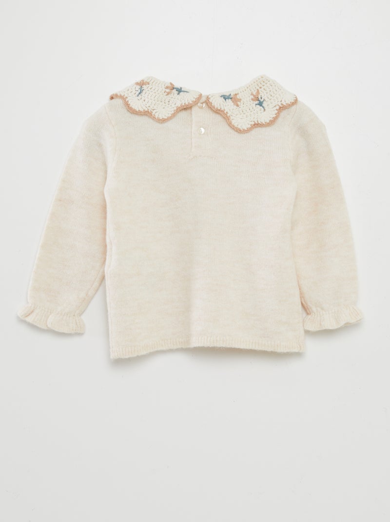 Pullover con colletto claudine BEIGE - Kiabi