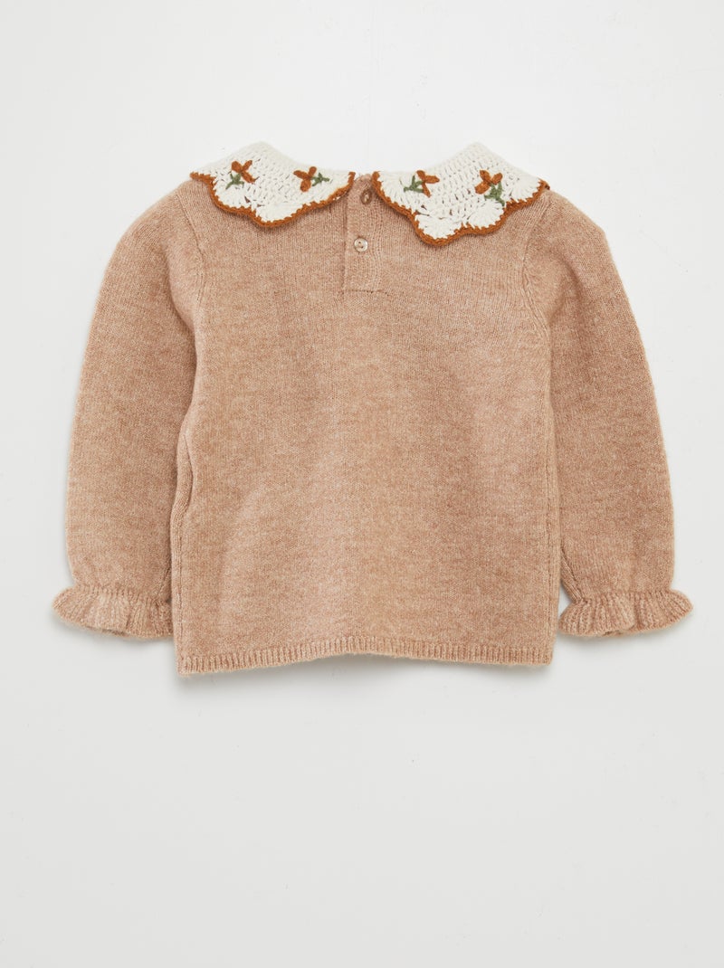 Pullover con colletto claudine BEIGE - Kiabi