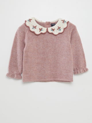 Pullover con colletto claudine